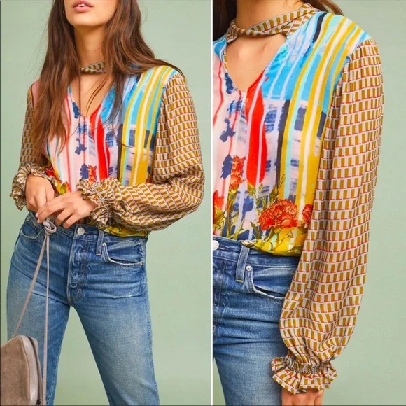 Anthropologie Conditions Apply Retro Peasant Blouse M - Picture 1 of 10